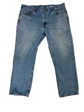 George Jeans Mens 40x30 Med Wash Classic Fit Straight Leg Blue Denim Distres